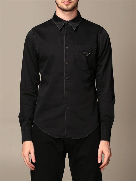 prada milano shirt black|prada shirt men price.